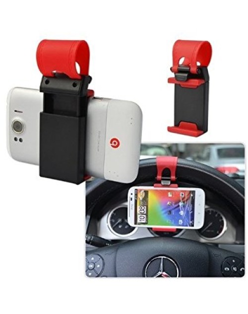 Mobile Phone Retractable Silicon Car Steering Wheel Socket Holder Clip Multi-functional mobile phone Holder Providing Better View Access to Your Phone (max screen size 4.8inch) for iPhone 5/5G/ 4/4S,HTC, Samsung Galaxy, PDA and Smart Cell phones